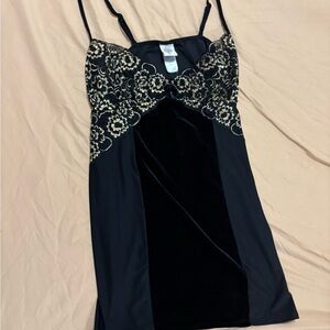 In Bloom Black and Gold Lace Slip